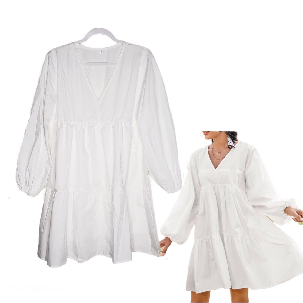 bishop longsleeves white dress